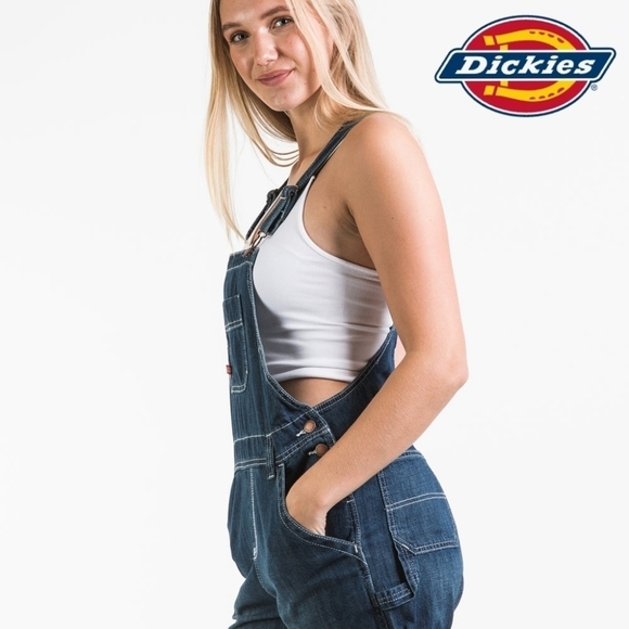 Dickies Pants - VINTAGE DICKIES Raw Edge Distressed Light-Wash Denim Overalls Sz XS